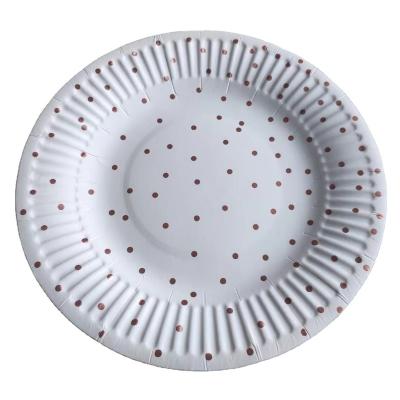 China Disposable Party Supplies Dot Disposable Party Dinnerware Colored Gold Paper Plates for sale