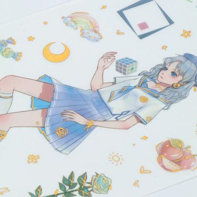 China Waterproof Transparent Book Package Girl Sticker PVC Cartoon Material Stickers for sale