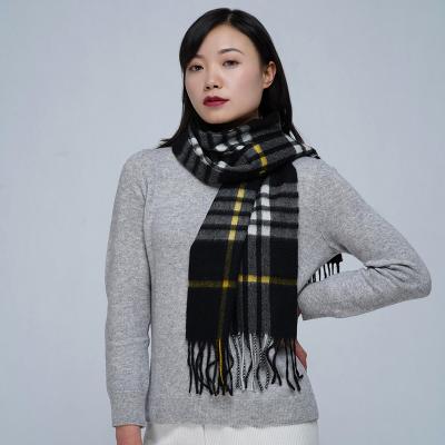 China 100% Cashmere Convenient To Match Fashionable Ladies Cashmere Plaid Scarf Woven Women Cashmere Scarf for sale