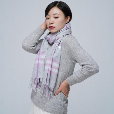 China New Arrival High Quality Woven Luxury 100% Cashmere Scarf Winter Cashmere Check Scarf 100% Cashmere Scarf for sale