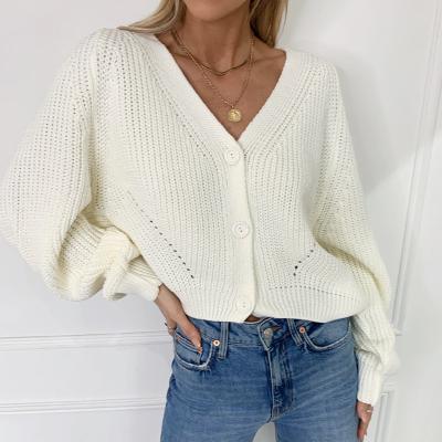 China Anti-wrinkle 2022 Winter New V-Neck Long Sleeve Cardigan Knitwear Sweater Drop Shoulder For Women Clothing for sale