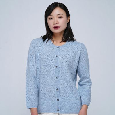 China Anti-wrinkle high fashion round neck cardigan up-to-date 100% cashmere sweater cashmere cardigan for sale