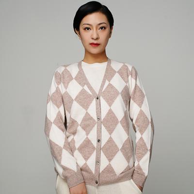 China Anti-wrinkle custom 100% cashmere colorful knit for ladies cotton cardigan long sleeve for sale