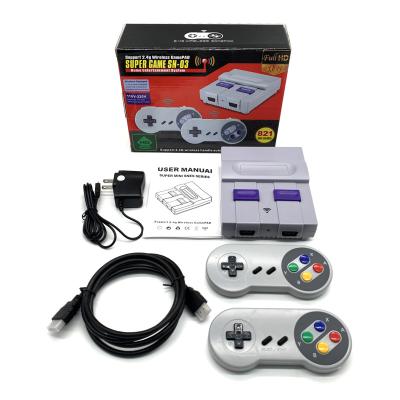 China Newest ABS Plastic 2021 Style 821 Games With 2 Controller Game Console SFC TV Classic 8 Bit HD Game Console Output NES Console Unit for sale