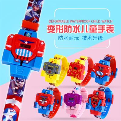 China LED Display Cheap Price Kids Watch Promotion Deformable Robot Projectable Kids Watch Toy for sale