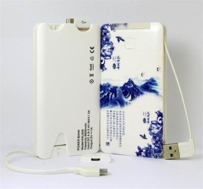 China 5000mah Portable USB Power Bank , Li-Polymer Power Bank 5000mah Built In Cables for sale