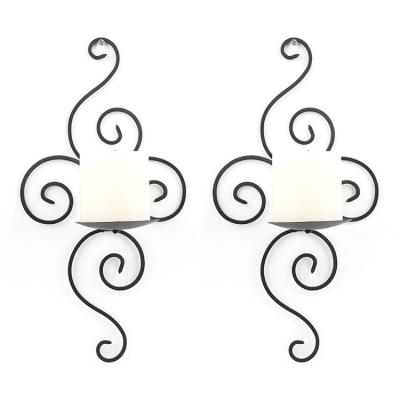 China Wholesale Home Decoration Christmas Metal Decor Candle Wall Sconces Hurricane Candle Holder Set of 2 for sale