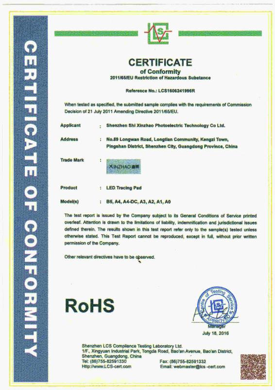 RoHS - Shenzhen Xinzhao Photoelectric Technology Co., Ltd.