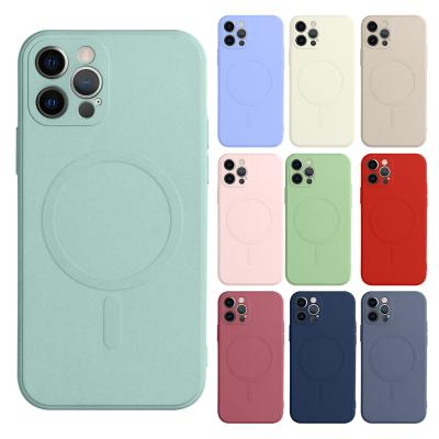 China Wholesale Shockproof Silicone Mobile Back Cover With Magnetic For iPhone 12 Pro Max Magsafe Silicone Phone Case For iPhone 13 for sale