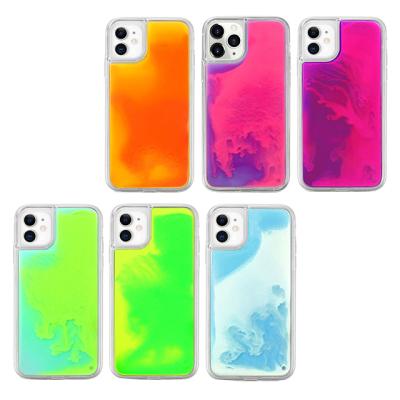 China Luminous Anti-fall Glow In The Dark Neon Sand Quicksand Empty Mobile Phone Case For iPhone 13 12 Pro Max Glitter 11 Liquid Case for sale