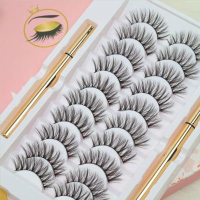 China Soft And High Level Magnetic Eyelashs Private Label Set Magnet Eyeliner Tweezers Liquid Lashes Set With False Eyelashes for sale