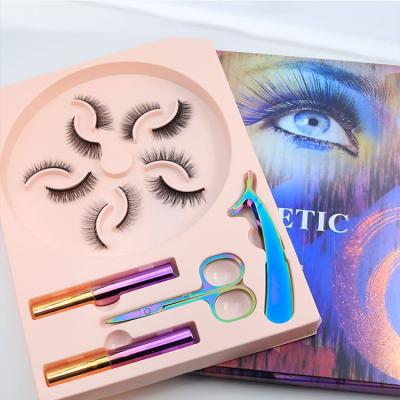 China Soft and high level custom logo magnetic eyelashes and magnetic eyeliner eyelash set magnet eyelashes set for sale