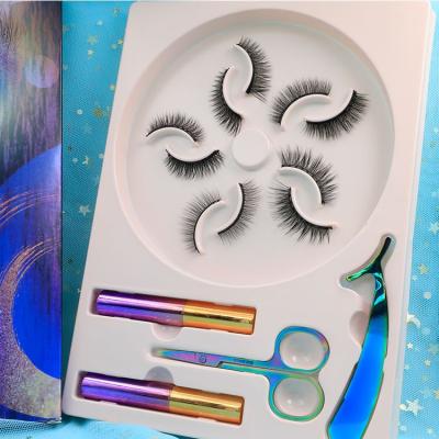 China Soft and high level private label magnetic mink eyelashes set magnetic eyelashes and magnetic eyeliner set magnet eyelashes for sale