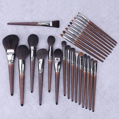 China Angular Blush Customized Goat Hair 24 Brushes Wooden Box Animal Hair Personal Real Makeup Studio Customized for sale