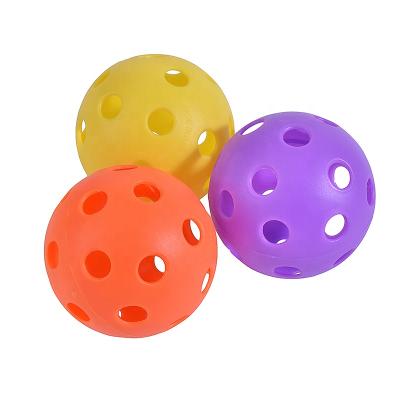 China Durable 76mm Plastic Hollow Balls With Holes On The Outside Game Ball for sale