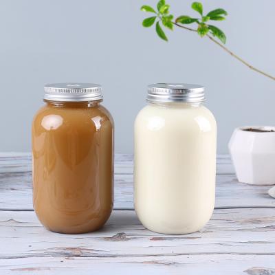 China food & Beverage packaging 500ml clear milk tea bottle PET round bottle boba empty plastic beverage juice bottles for sale