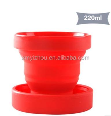 China BPA Free Viable Collapsible Expandable Drinks Cup With Lid For Outdoor Silicone Travel Camping Rising Collapsible Mug for sale