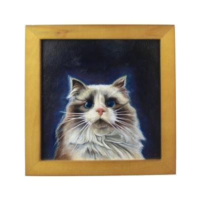 China China high quality  craft in genuine leather tooling craft made by hand carving with frame luxury cat series no.2 for sale