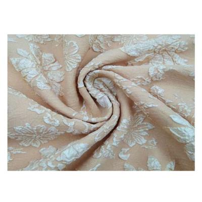 China 2022 Professional Manufacturer Apricot Shrink-Resistant Jacquard Upholstery Fabrics For Evening Dresses for sale