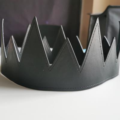 China Fashionable Custom Leather Crown Spike Birthday Party Crowns PU Hats for sale