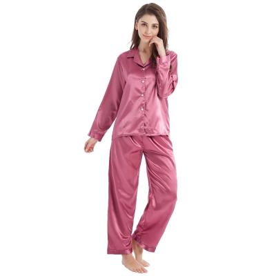 China Factory Price QUICK DRY QUICK DRY Women's Satin Long Sleeve Sleepwear Silk Pajamas Sets Ladies Nightgowns Sleepwear Ladies Sleepwear Pajamas for sale