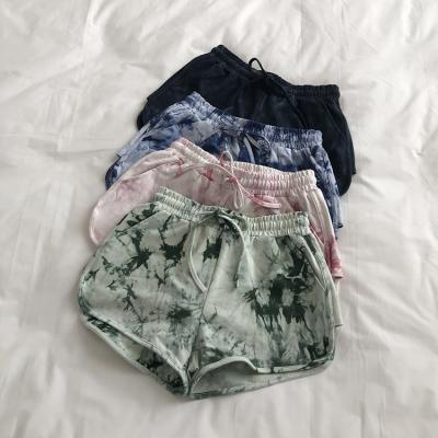 China 2021 Summer Elasticity Women's Shorts Yoga Shorts QUICK DRY Custom Embroidery Women's Gym Tie Dye Shorts 2021 OEM Sports Gym Shorts for sale