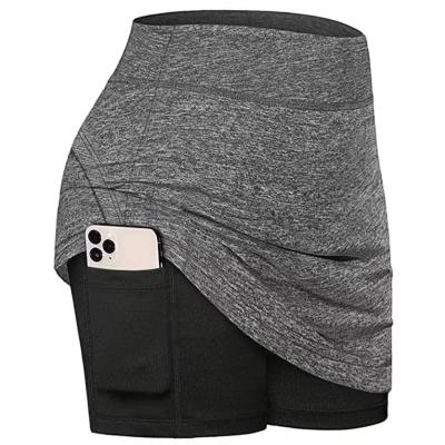 China Custom Breathable Print Women Breathable Tennis Skirts Inner Shorts Elastic Breathable Sports Golf Skorts With Pockets for sale