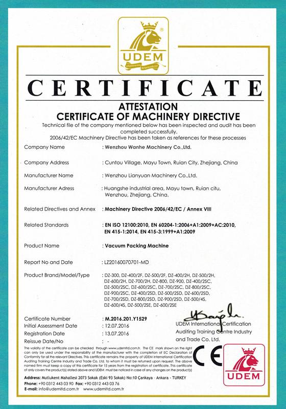 CE - Wenzhou Wanhe Machinery Co., Ltd.