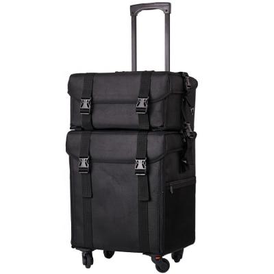 China Universal Salon Barber Case Wheels Makeup Bags Train Case Large Capacity Trolley Storage Makeup Trolley Removable Travel Cosmetic Case for sale