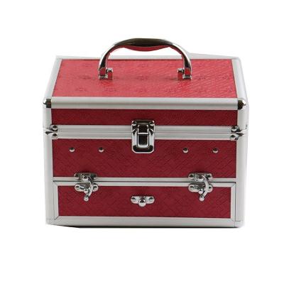 China Lockable Customized Makeup Kits Professionals Box Cosmetic Bag Nail Trolley Vanity Aluminum Metal Make Up Case for sale