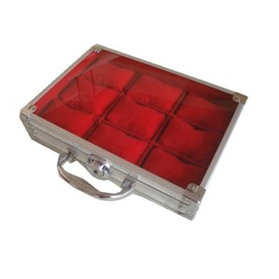 China Portable Wholesale Clear Watch Display Case Mens Womens Travel 9 Slots Watch Boxes for sale