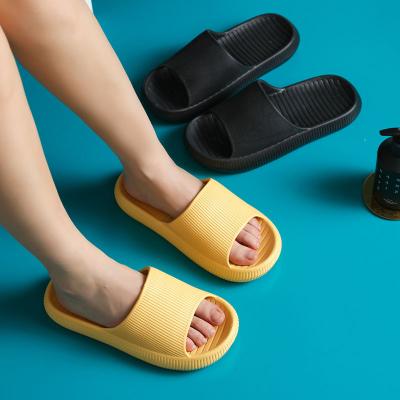 China Cushioning new products summer 2022 summer female thick-soled massage slippers female solid color non-slip indoor couples slippers home slippers for sale