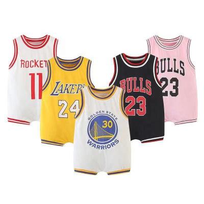 China Wholesale Custom Logo Polyester/Cotton Summer Baby Basketball Vest Infant Romper Tank Tops for sale