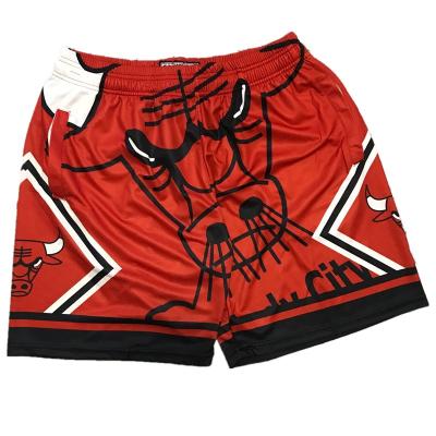 China Breathable Custom Logo Quick Dry Breathable Mesh Sublimated Red Mens Basketball Shorts for sale