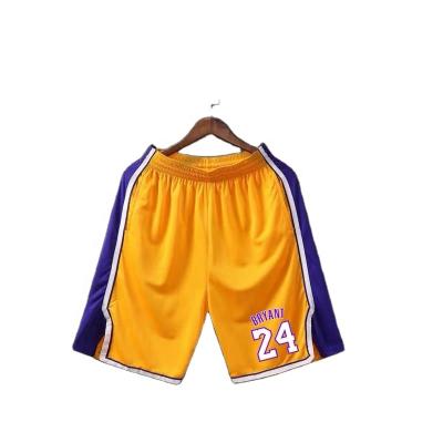 China Custom Sublimated Yellow Kobe Mens Breathable Polyester Basketball Digital Shorts for sale