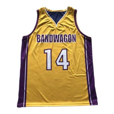 China Wholesale Antibacterial Reversible Yellow Purple Cheap Basketball Uniforms Singlet for sale