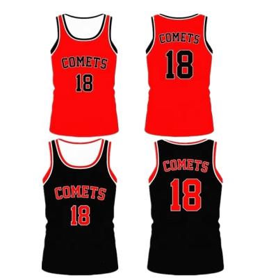 China Sublimation Antibacterial Custom Polyester Reversible Basketball Tops Basketball Singlets for sale