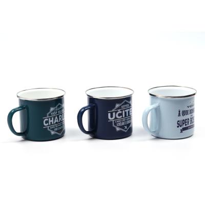 China Modern Wholesale Steel Custom Logo Printed Mini Coffee Tea Enamel Cup Mugs for sale