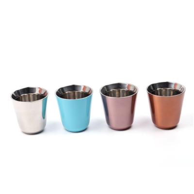 China Custom Juicer etc Wall Stainless Steel Metal Espresso Shot Cup double drink coffee for sale