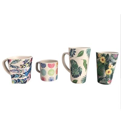 China Custom Creative Bamboo Plant And Flower Patterns Sustainable Fiber Water Mug for sale