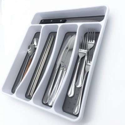 China Pp Tpr Tableware Kitchen Sustainable Drawer Organizer Plastic Cutlery Tray For Spoon Fork Knife for sale