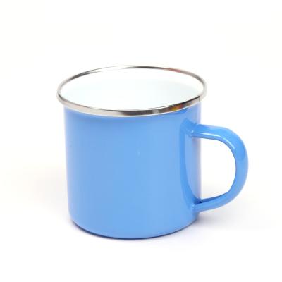 China Edge Stocked Metal Personalized Sublimation Custom Enamel Steel Mug for sale