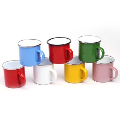 China Customized Promotional Cheap Disposable Pink Enamel Vintage Tea Cup Set Enamel Mug for sale