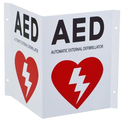 China Flexible PP 3D AED Wall Sign with Strip and Mounting Holes OEM Thick Thick High Impact Plastic Panel Wall Mount AED Sign for sale