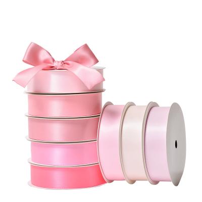 China FREE SAMPLE Viable 2-100mm 196 Colors 22MM Satin Ribbon Bow With Logo Satin Gift Ribbons Roll For Gift Wrap Wedding Custom Ribbon for sale