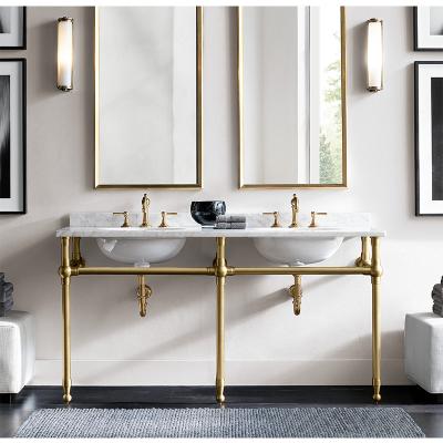 China Traditional Marble Countertop Traditional Wash Basin Polished Brushed Gold Matte Black for sale