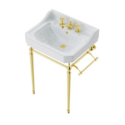 China Victorian Luxury Traditional Sink Console Table Legs Basin and Wash Basin Frame in Chrome Gold for sale