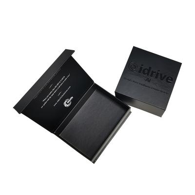 China Reused Custom Logo Foldable Magnetic Cosmetic Packaging Box Cardboard Materials Luxury Recyclable Rigid Magnetic Foldable Gift Box Black for sale