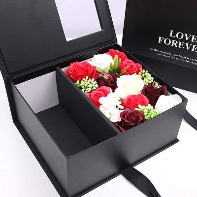 China Materials Ribbon Gift Box Chocolate Flower Scarf Bow PVC Recycled Packaging Paper Elegant Luxury Elegant Window With Transparent Custom for sale