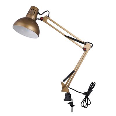 China Modern Gold Wrought Iron Art Swing Arm Clamp Table Lamp for sale